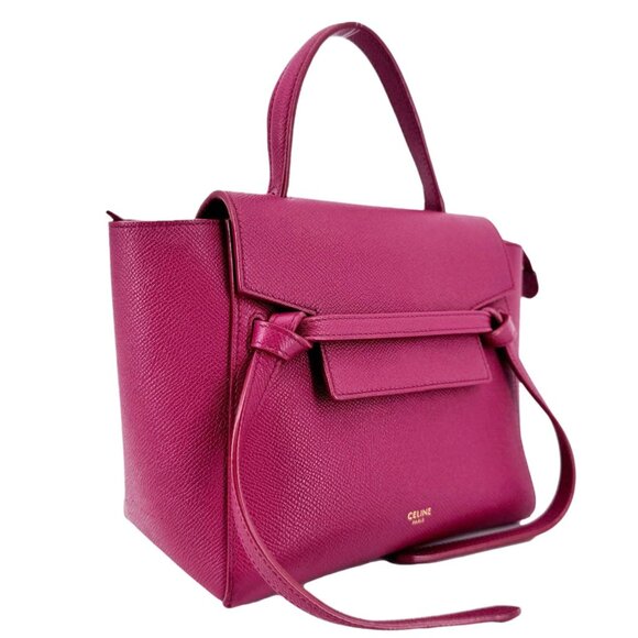 Celine  Micro Belt Grained Calfskin Leather Shoulder Bag Burgundy - Picture 4 of 16